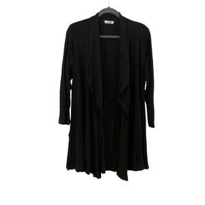 Lna Women's Cut Out Sleeve Long Cardigan in Black Size Medium Sweatshirt Casual